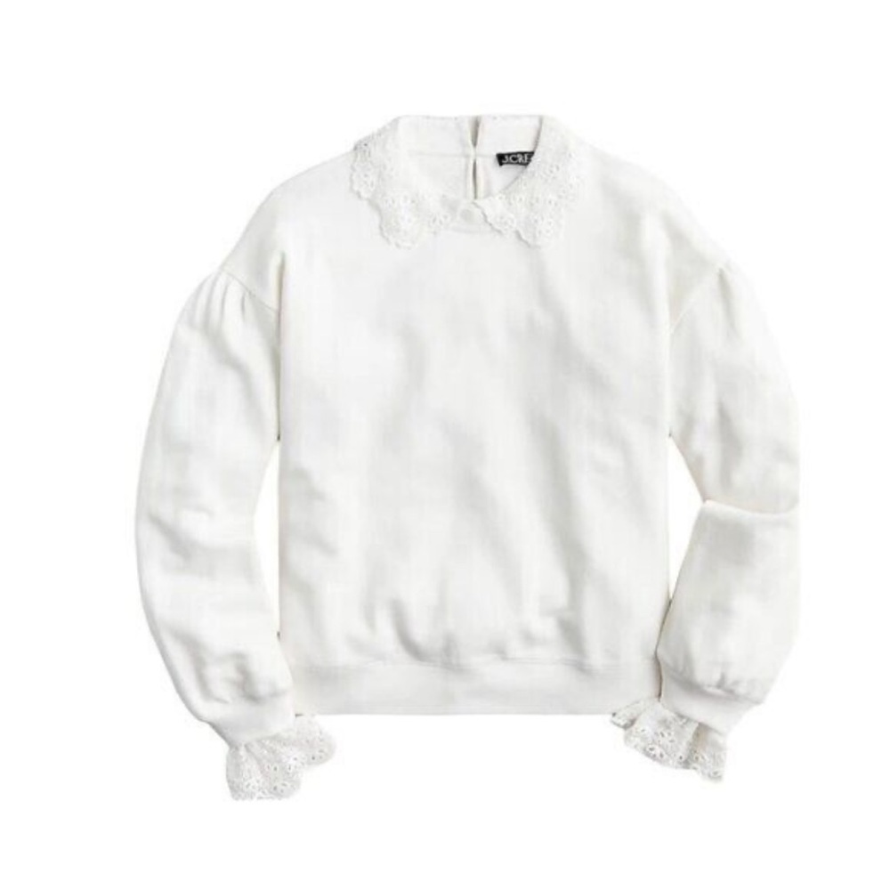 J. Crew French terry sweatshirt with lace trim in White Size XS